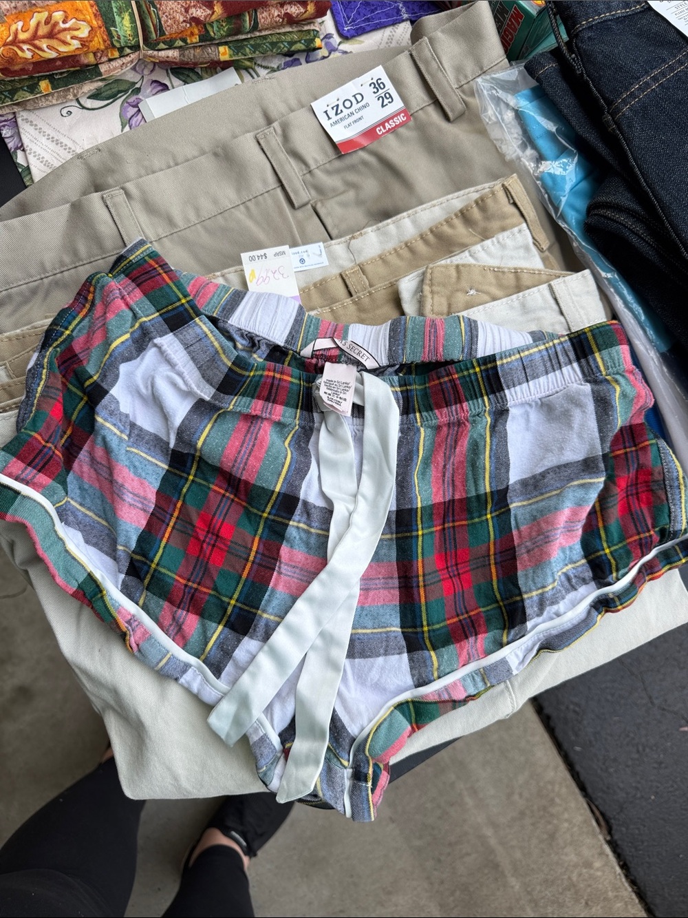 Victoria's Secret Plaid Cotton Sleep Shorts - Red, Green & Pink